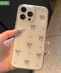 Girls Glitter 3D Bow Clear Case