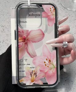 Alternative view of Pink Lily Flower Clear Phone Case For iPhone