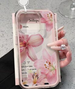 Pink Lily Flower Clear Phone Case For iPhone