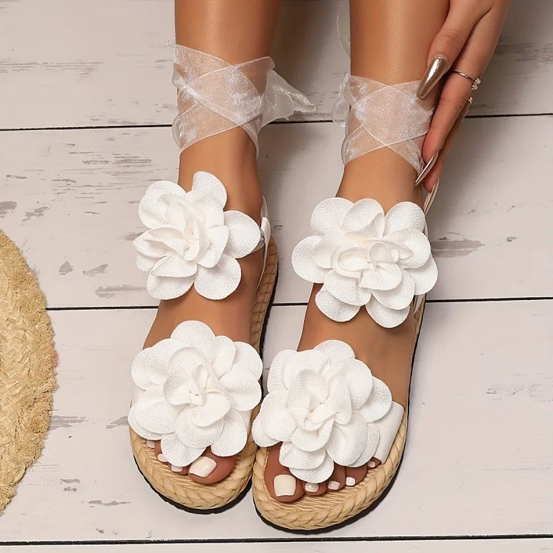 Women's Floral Platform Sandals – Lace-Up Summer Shoes - Image 6