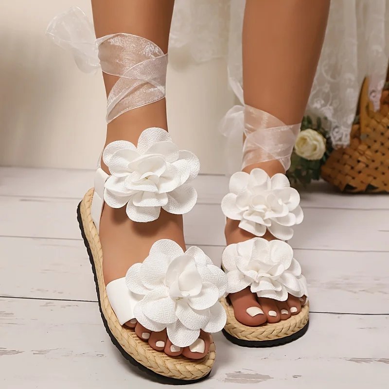 Women's Floral Platform Sandals – Lace-Up Summer Shoes - Image 5