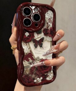 Butterfly Painted Wine Red Soft-Touch iPhone Case