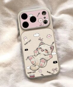 Cute Embroidered Cat iPhone Case – Kitty Design Protective Cover