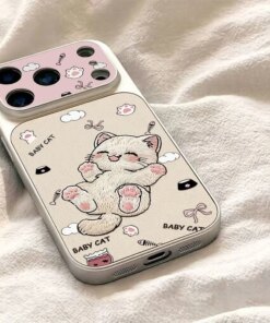Cute Embroidered Cat iPhone Case – Kitty Design Protective Cover