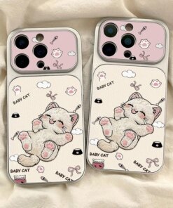 Cute Embroidered Cat iPhone Case – Kitty Design Protective Cover